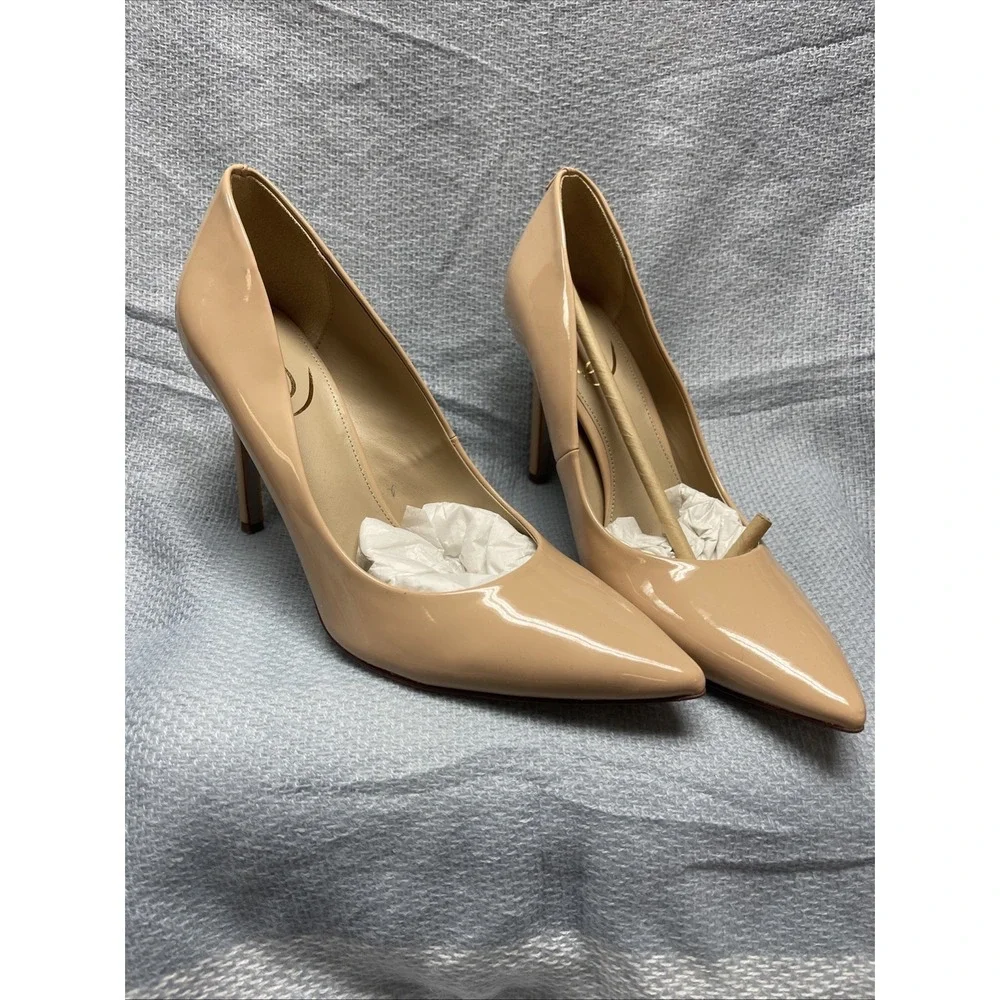 Sam Edelman Antonia Beige Blush Pointed Toe Slip On Slim Heel Fashion Pumps 8